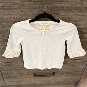 Matilda Jane White Long Sleeve Top with Lace Trim